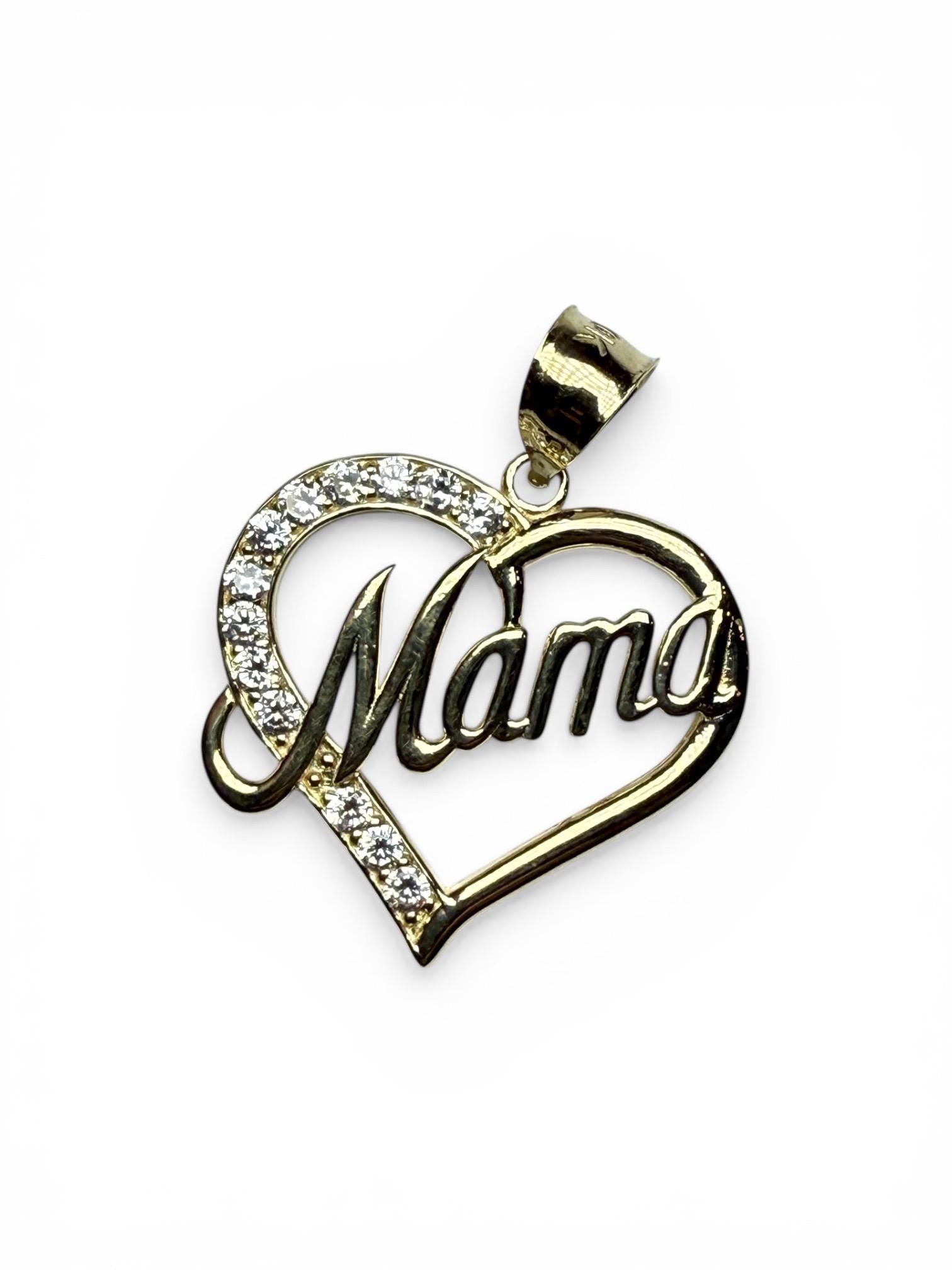 10K  Gold “Mama” Heart Pendant