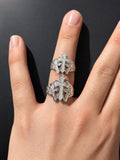 925 Silver Triple Cross Ring-Diamond Cut and High Polished