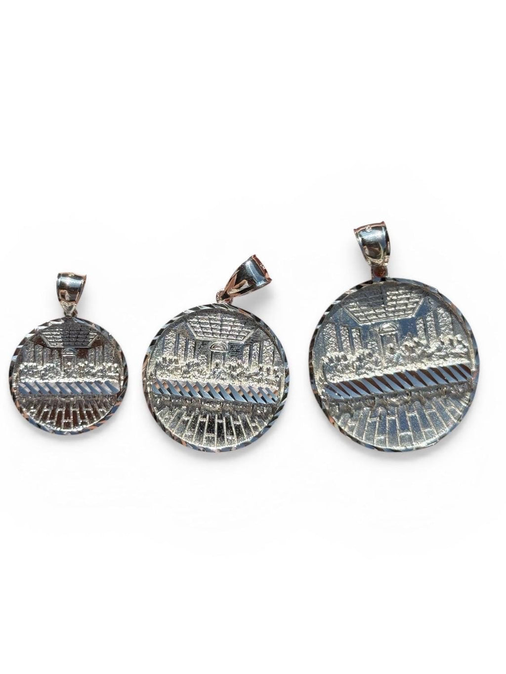 925 Sterling Silver Last Supper Round Pendant