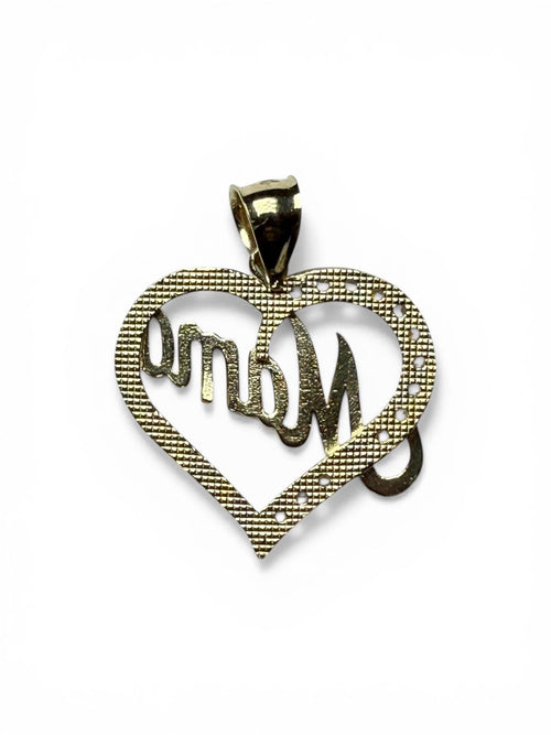 10K  Gold “Mama” Heart Pendant