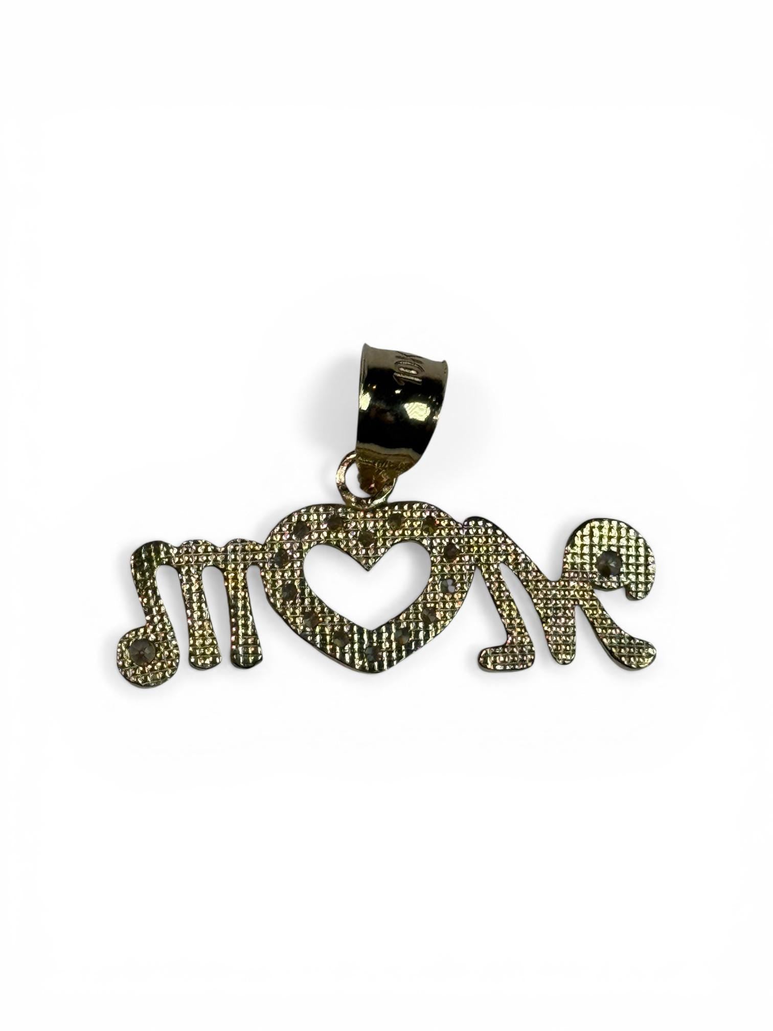10K  Gold “Mom” Heart Pendant
